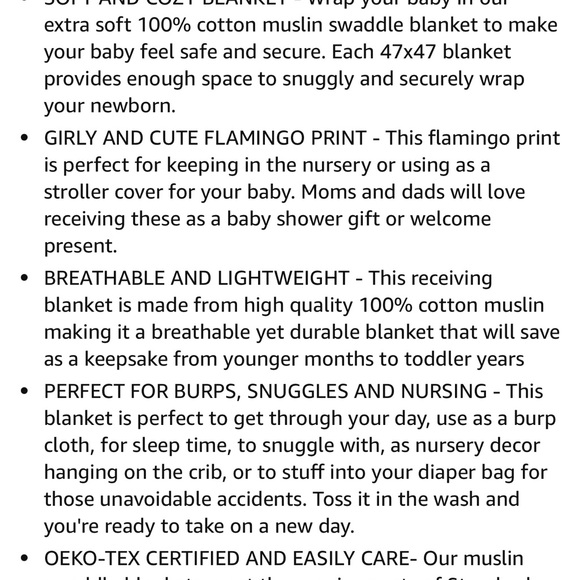 LollyBanks Cotton Muslin Swaddle - Flamingo - Picture 4 of 4